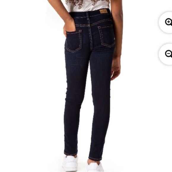 Girls Size 18 Super Skinny Stretch High Rise Dark blue Jeans NWT snap front - Picture 3 of 10